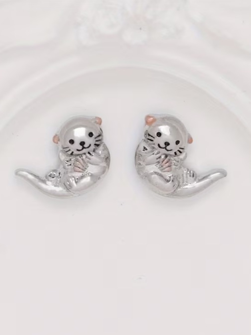 Silver Sea Otter Stud Earrings